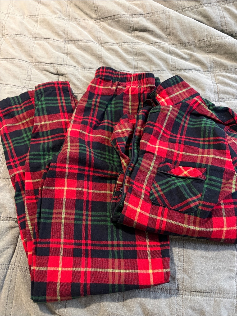 Joe Fresh Red and Green Plaid Flannel Pajama Set
